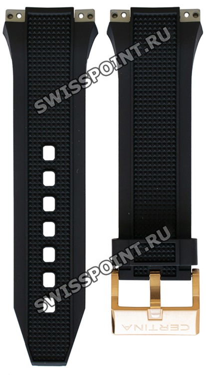 Черный каучуковый ремешок Certina C603017964, желтая пряжка, для часов Certina Ds Eagle C023.739