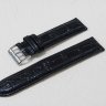 Черный кожаный ремешок из кожи теленка STAILER ORIGINAL 1521B-2001 размер (20/20 мм), длина M (105 / 70 мм) с тиснением под кожу крокодила