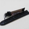 Черный кожаный ремешок из кожи теленка STAILER ORIGINAL 1521B-2001 размер (20/20 мм), длина M (105 / 70 мм) с тиснением под кожу крокодила