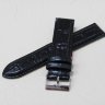 Черный кожаный ремешок из кожи теленка STAILER ORIGINAL 1521B-2001 размер (20/20 мм), длина M (105 / 70 мм) с тиснением под кожу крокодила