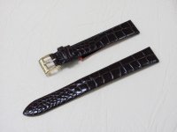 Коричневый кожаный ремешок из кожи теленка STAILER ORIGINAL 1122-1612 размер (16/14 мм), длина L (120 / 80 мм) с тиснением под кожу крокодила