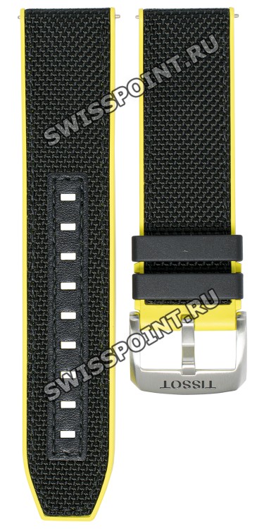 Черный каучуковый ремешок Tissot T604045602 с тканевой накладкой, 22/22, стальная пряжка, для часов Tissot T-Sport T125.617.17.051.00 Supersport Chrono