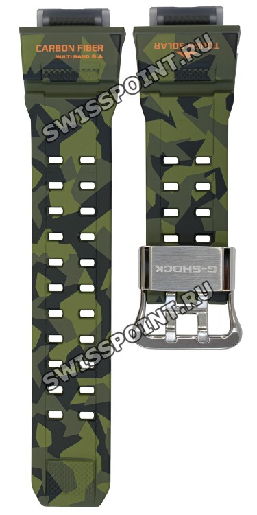 Зеленый камуфляжный полимерный карбоновый ремешок Casio 10492942 для часов Casio GW-9400CMJ-3