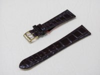 Коричневый кожаный ремешок из кожи теленка STAILER ORIGINAL 1122-2002 размер (20/16 мм), длина M (105 / 70 мм) с тиснением под кожу крокодила