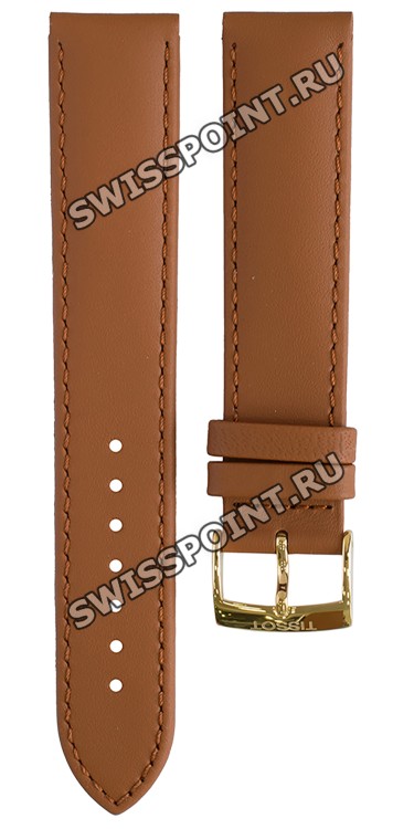 Коричневый кожаный ремешок Tissot T600039640, теленок, 19/18, желтая пряжка, для часов Tissot Every Time T109.410