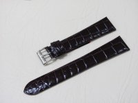 Коричневый кожаный ремешок из кожи теленка STAILER ORIGINAL 1122-2011 размер (20/16 мм), длина L (120 / 80 мм) с тиснением под кожу крокодила