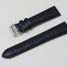 Черный кожаный ремешок из кожи теленка STAILER ORIGINAL 1551A-2211 размер (22/18 мм), длина L (120 / 80 мм) с тиснением под кожу крокодила