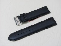 Черный кожаный ремешок из кожи теленка STAILER ORIGINAL 4221-2411 размер (24/22 мм), длина L (120 / 80 мм) гладкий