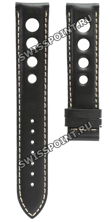 Черный кожаный ремешок Tissot T610030783, удлиненный, 19/18 XL, теленок, с отверстиями, белая прострочка, без замка, для часов Tissot PRC 200 FIBA T014.421