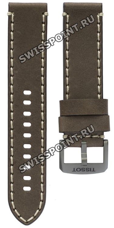 Коричневый кожаный ремешок Tissot T610043490, теленок, серая пряжка, 22/22, для часов TISSOT Chrono XL T116.617.36.097.00