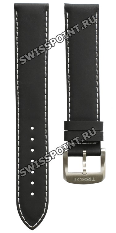Черный кожаный ремешок Tissot T600035409, удлиненный, 19/18 XL, теленок, стальная пряжка, для часов Tissot Quickster T095.417