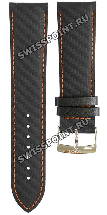 Черный синтетический ремешок Tissot T600040307, имитация карбона, 22/20, стальная пряжка, для часов Tissot V8 T106.417.16.201.00 Alpine