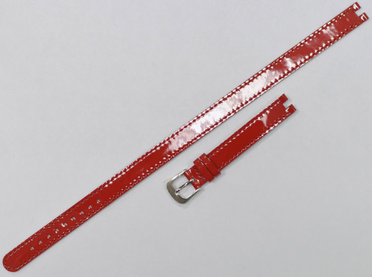 Красный кожаный ремешок Tissot T600036763, теленок, 12/12, длина 260/75 мм, с вырезом, стальная пряжка, для часов Tissot Pinky T084.210.16.117.00