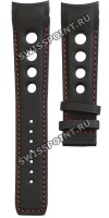 Черный кожаный ремешок Tissot T610034298, удлиненный, 23/20 XL, телёнок, интегрированный, красная прострочка, без замка, для часов Tissot PRS 516 T079.427.26.057.00