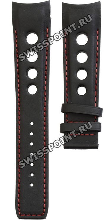 Черный кожаный ремешок Tissot T610034298, удлиненный, 23/20 XL, телёнок, интегрированный, красная прострочка, без замка, для часов Tissot PRS 516 T079.427.26.057.00