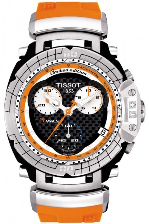 Оранжевый ремешок Tissot T610027285, силикон, без замка, для часов Tissot T-Race T027.414, T027.417