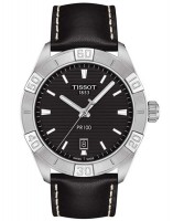 Черный кожаный ремешок Tissot T610046094, теленок, 22/20, стальная пряжка, для часов Tissot PR 100 T101.610, T101.617