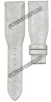 Серебристый кожаный ремешок Tissot T610025560, телёнок с узором, 22/16, без замка, для часов Tissot T-WAVE T023.309