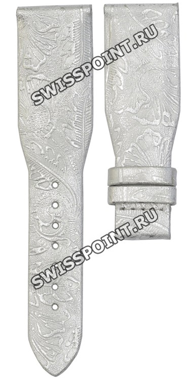 Серебристый кожаный ремешок Tissot T610025560, телёнок с узором, 22/16, без замка, для часов Tissot T-WAVE T023.309