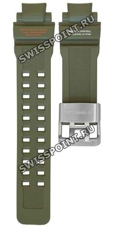 Зеленый полимерный ремешок Casio 10533484, стальная пряжка, для часов Casio GW-A1100KH-3A