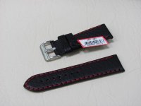 Черный кожаный ремешок из кожи теленка STAILER ORIGINAL 4801-2401 размер (24/22 мм), длина M (105 / 70 мм) с тиснением под кожу теленка