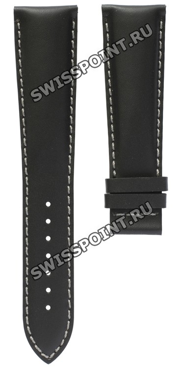 Черный кожаный ремешок Tissot T610027039, телёнок, 22/18 XL, белая прострочка, без замка, для часов Tissot Quadrato T005.514