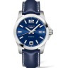Синий кожаный ремешок Longines L682162705, 21/20, без замка, для часов Longines Conquest L3.759.4, L3.777.4