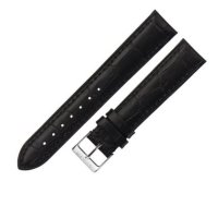 Черный кожаный ремешок из кожи теленка STAILER ORIGINAL 1581-2801 размер (28/26 мм), длина M (105 / 70) с тиснением под кожу крокодила
