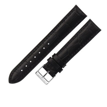 Черный кожаный ремешок из кожи теленка STAILER ORIGINAL 1581-2801 размер (28/26 мм), длина M (105 / 70) с тиснением под кожу крокодила