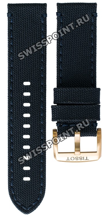Синий текстильный кожаный ремешок Tissot T604044935 / T610043390, 22/22, розовая пряжка, для часов Tissot T-Sport Chrono XL T116.617.37.041.00