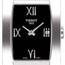 Черный кожаный ремешок Tissot T610027413, телёнок, 15/14, белая прострочка, без замка, для часов Tissot Generosi-T T007.309