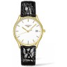 Черный кожаный ремешок Longines L682144610, 16/14, без замка, для часов Longines Presence L4.320.2, L4.322.2, L4.322.4, L4.359.2, L4.320.4, L4.359.4