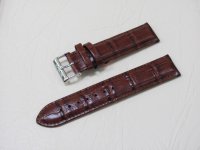 Коричневый кожаный ремешок из кожи теленка STAILER ORIGINAL 1522B-2001 размер (20/20 мм), длина M (105 / 70 мм) с тиснением под кожу крокодила