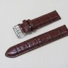 Коричневый кожаный ремешок из кожи теленка STAILER ORIGINAL 1522B-2001 размер (20/20 мм), длина M (105 / 70 мм) с тиснением под кожу крокодила