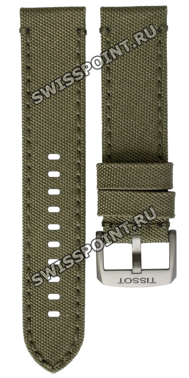 Тканевый зеленый ремешок Tissot T604043499 / T610043500, 22/22, черная пряжка, для часов Tissot Gent XL T116.410, T116.617