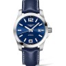 Синий кожаный ремешок Longines L682163597, 15/14, без замка, для часов Longines Lyre L4.361.4.92.2