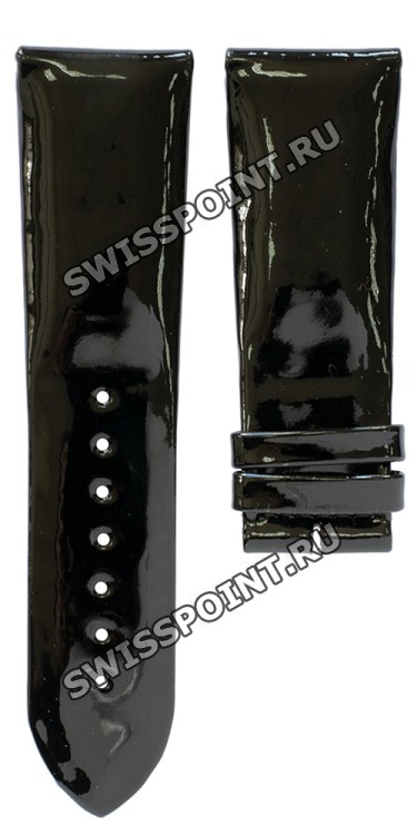 Черный кожаный ремешок Longines L682123673, теленок, лаковый, 26/22, без замка, для часов Longines DolceVita L5.686.4, L5.687.4