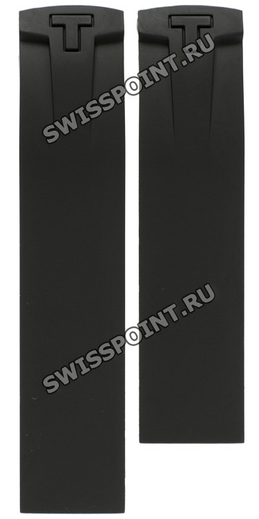Черный каучуковый ремешок Tissot T610028503, чёрный логотип "Т", без замка, для часов Tissot PRS 330 T036.417.17.057.00