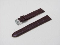 Коричневый кожаный ремешок из кожи теленка STAILER ORIGINAL 1552-2011 размер (20/18 мм), длина L (120 / 80 мм) с тиснением под кожу крокодила
