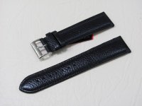 Черный кожаный ремешок из кожи теленка STAILER ORIGINAL 1601-2011 размер (20/18 мм), длина L (120 / 80 мм) с тиснением под кожу теленка
