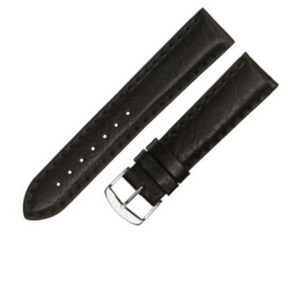 Черный кожаный ремешок из кожи теленка STAILER ORIGINAL 4851-1801 размер (18/16 мм), длина M (105 / 70) с тиснением под кожу теленка