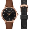 Черный кожаный ремешок Tissot T600046880 / T610046881, 15/12, розовая пряжка, для часов Tissot Odaci-T T133.210.36.056.00
