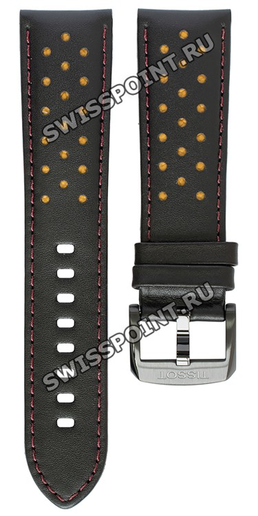 Черный кожаный ремешок Tissot T600041552, теленок, 22/20, черная пряжка, для часов Tissot Chrono XL T116.617