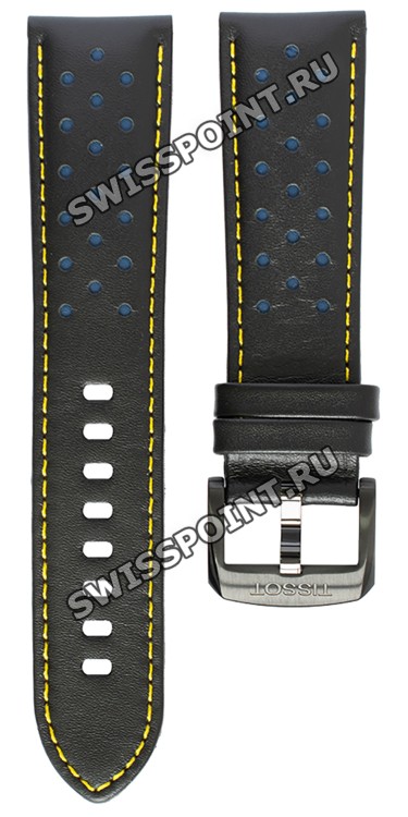 Черный кожаный ремешок Tissot T600041553, теленок, 22/20, черная пряжка, для часов Tissot Chrono XL T116.617