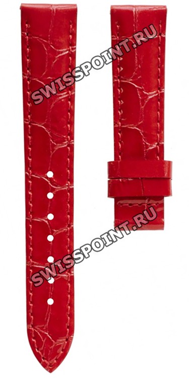Красный кожаный ремешок Tissot T610036801, лаковый, имитация крокодила, 16/14, без замка, для часов Tissot Chemin des Tourelles Powermatic 80 Lady T099.207