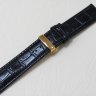 Черный кожаный ремешок из кожи теленка STAILER ORIGINAL 1831-2412 размер (24/22 мм), длина L (120 / 80 мм) с тиснением под кожу крокодила