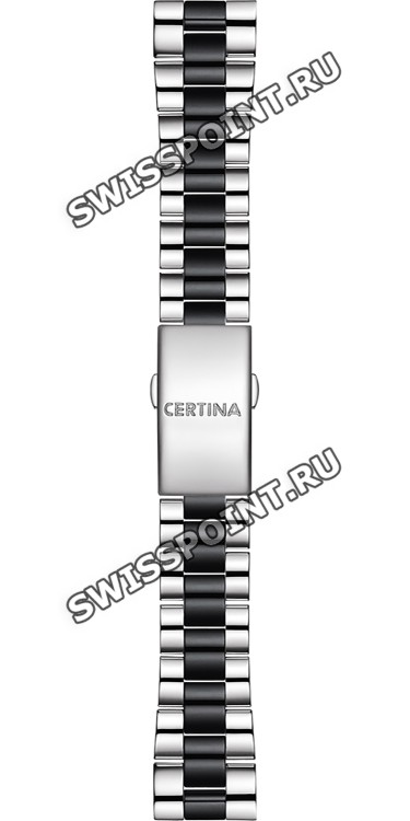 Стальной браслет Certina C605016644 c черными керамическими вставками для часов Certina DS First C014.217, C014.235