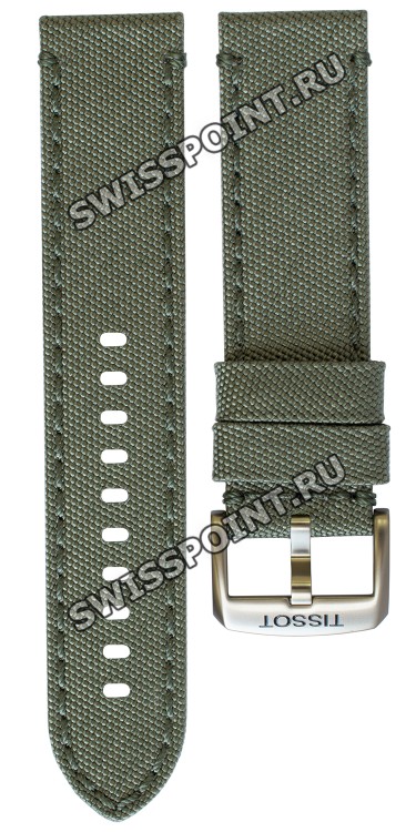 Зеленый текстильный ремешок Tissot T604045328 / T610045360, 22/22, с пряжкой, для часов TISSOT Gent XL Swissmatic T116.407.37.091.00