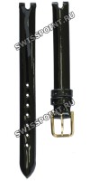 Черный кожаный ремешок Tissot T600020641, теленок, лаковый, 10/10, с вырезом, желтая пряжка, для часов Tissot Flamingo T003.209, T003209A