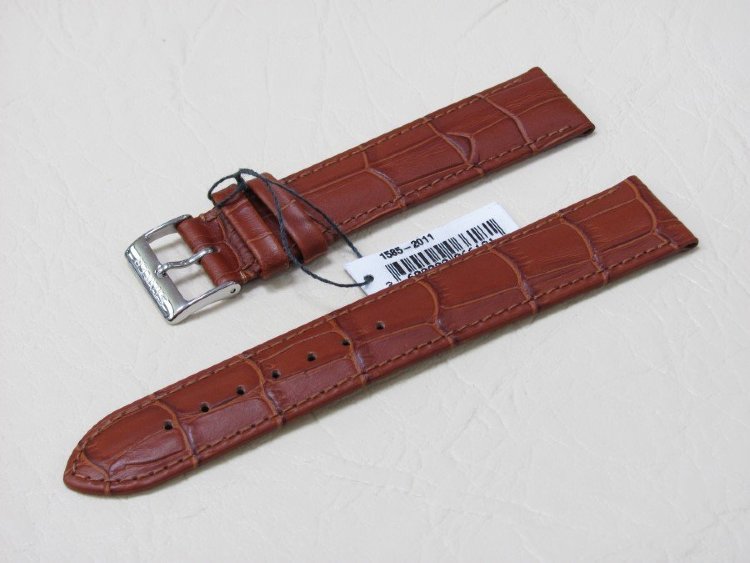 Коричневый кожаный ремешок из кожи теленка STAILER ORIGINAL 1585-2211 размер (22/20 мм), длина L (120 / 80 мм) с тиснением под кожу крокодила